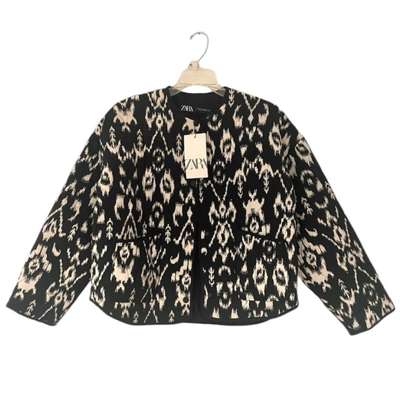 New ZARA Print Puffer Jacket With Front Patch Pockets And Side Vents - Picture 7 of 10